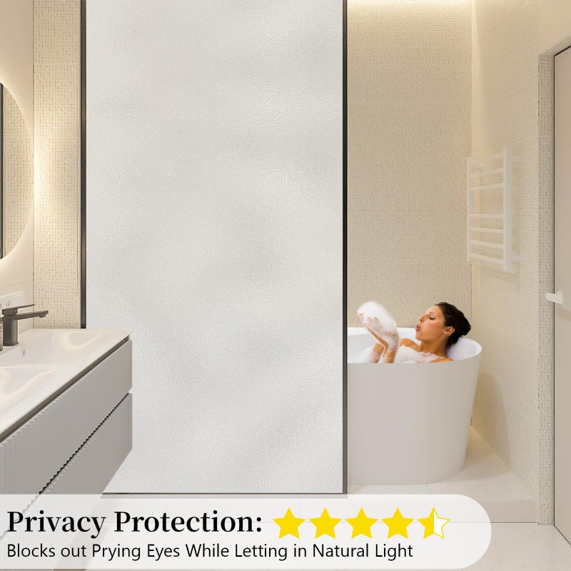 Niviy Frosted Glass Window Privacy Film Decorative, 23.6 x 118 Inch Static Cling Bathroom Window Frosting Film Day and Night Privacy Windows Cling Home Glass Door Cover - Image 2